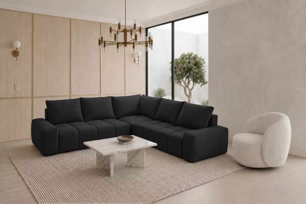 Dīvāns Marcelo 3 Standard · Melns · 255 × 257 × 83 cm