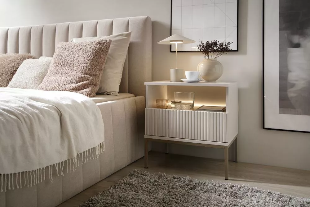Naktsgaldiņš Sento S54 ar LED Korpusa krāsa: kašmīra, Elementu krāsa: kašmīra, · 53.6 × 39 × 56.2 cm