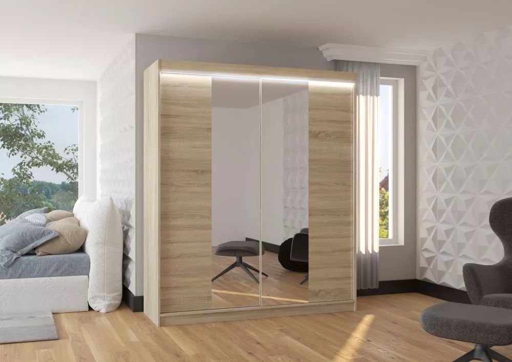 Skapis Balance ar LED · Sonoma · 180 × 58 × 215 cm