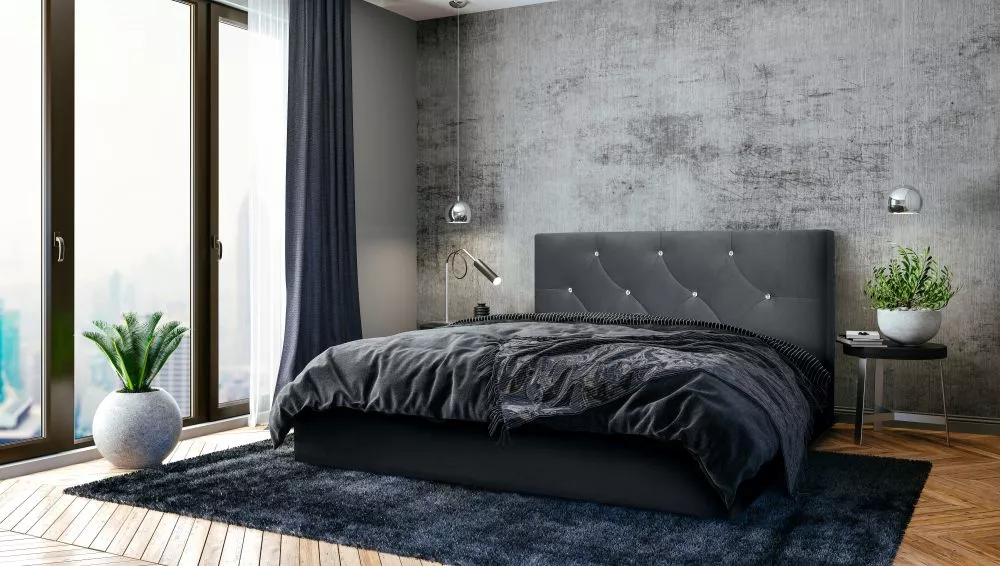 Gulta Dubaj Standard ar stelāžu Guļamvietas platums: 160 cm, Guļamvietas garums: 200 cm, stelāžas tips: koka, · Tumši pe