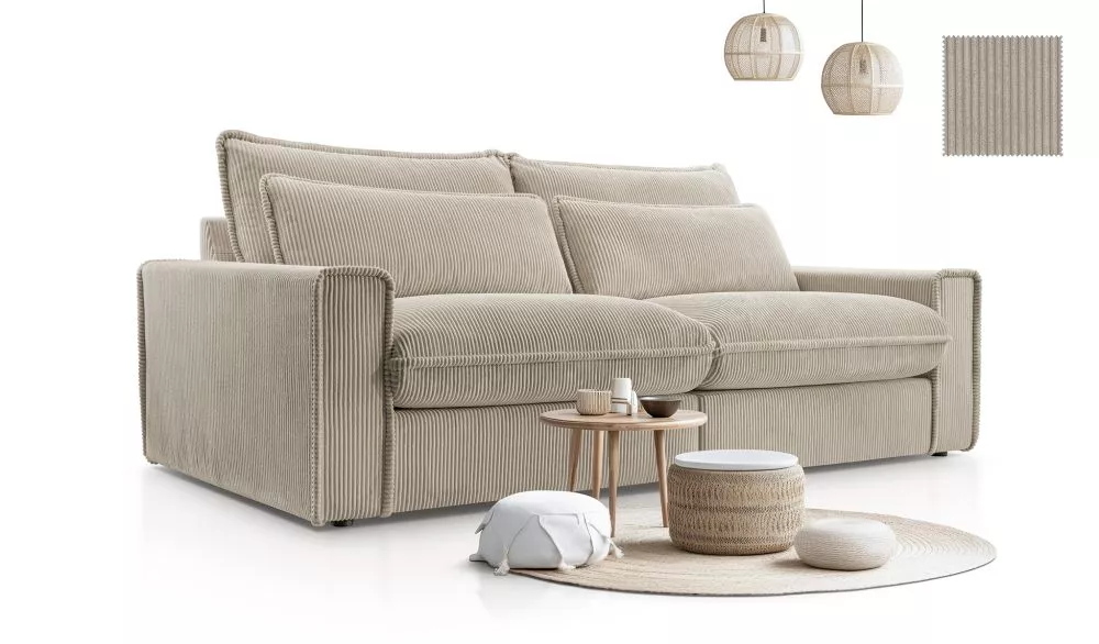Dīvāns Cecylia Standard · Bēšs · 110 × 238 × 90 cm