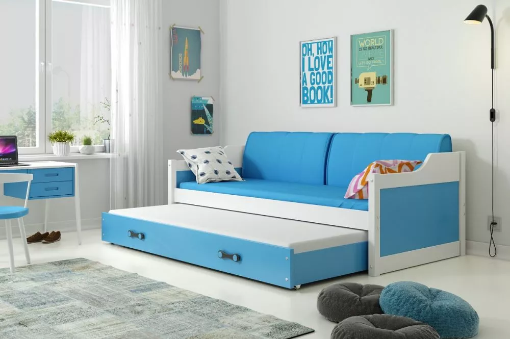 Bērnu gulta Dawid Trundle White ar stelāžu Guļamvietas platums: 90 cm, Guļamvietas garums: 200 cm, · 97 × 205 × 90 cm