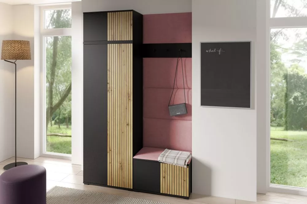 Apavu plaukts Ross 2 Trinity Korpusa krāsa: melns + ozols artisan, · 140 × 225 × 40 cm