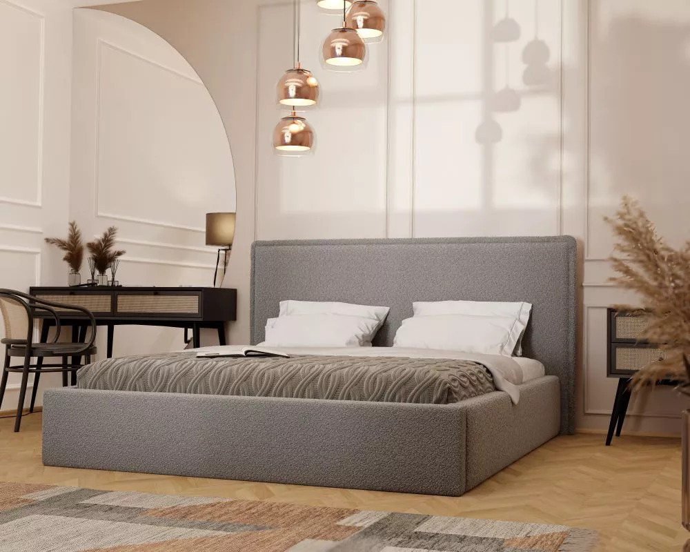 Gulta Cofy Standard ar stelāžu Guļamvietas platums: 140 cm, Guļamvietas garums: 200 cm, stelāžas tips: koka, · Tumši pel
