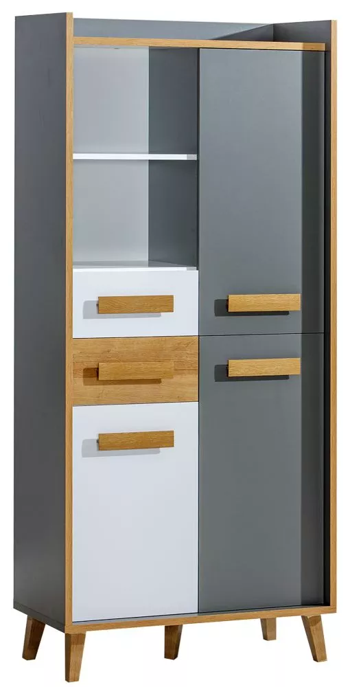 Plaukts Werso W3 · Antracīts + ozols riviera + balts · 90 × 195.2 × 42 cm
