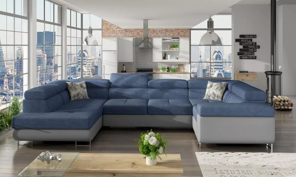Dīvāns Letto standard · Zils + pelēks · 202 × 340 × 90 cm