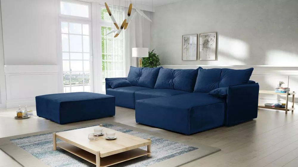Dīvāns Leon 2 Standard · Zils · 179 × 318 × 85 cm