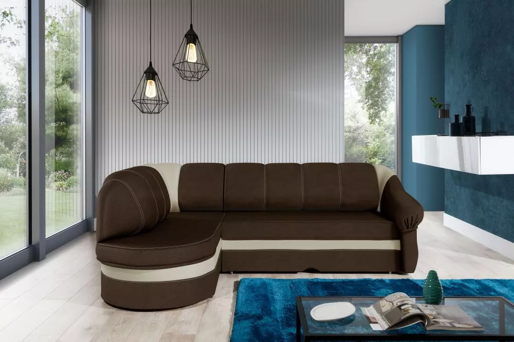 Dīvāns Benano Lux standard · Tumši brūns + krēms · 180 × 250 × 85 cm