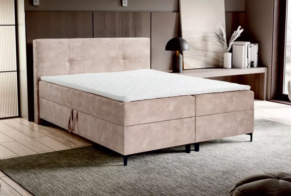 Gulta Haga Boxspring Standard Guļamvietas platums: 160 cm, Guļamvietas garums: 200 cm, · Bēšs · 165 × 210 × 104 cm