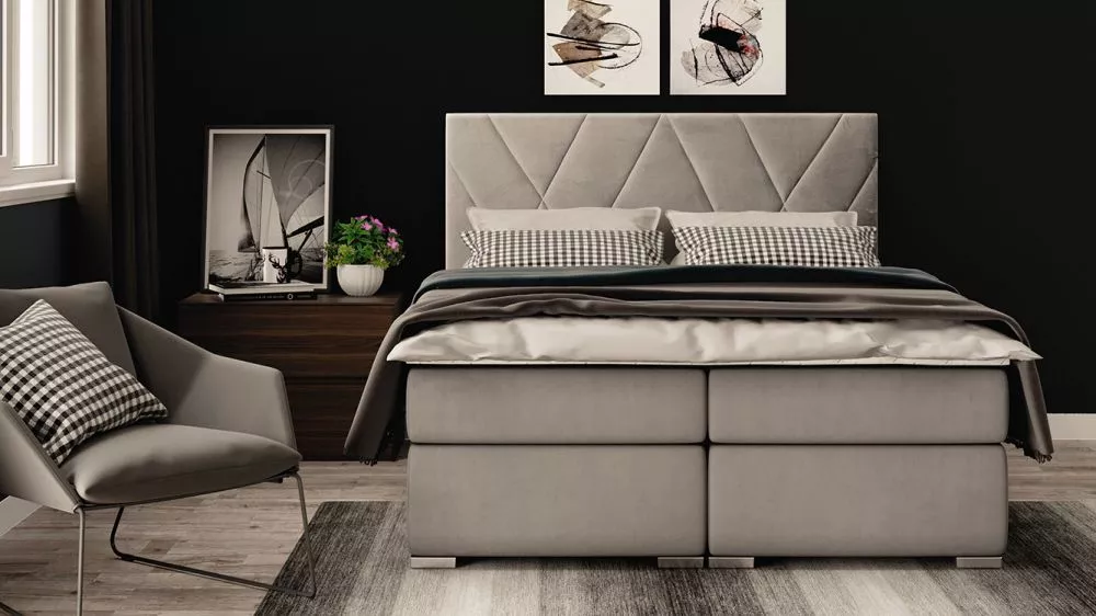 Gulta Lara Boxspring Standard Guļamvietas platums: 160 cm, Guļamvietas garums: 200 cm, · Bēšs · 160 × 207 × 118 cm
