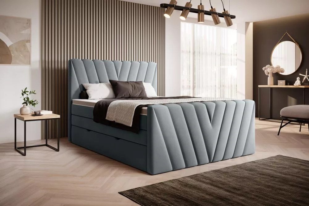Gulta Candice Boxspring Premium standard Guļamvietas platums: 140 cm, Guļamvietas garums: 200 cm, · Pelēks · 140 × 220 ×