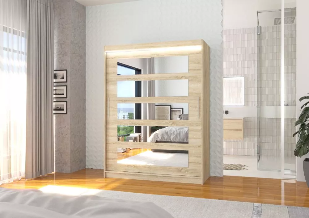 Skapis Murani ar LED · Sonoma · 150 × 58 × 200 cm