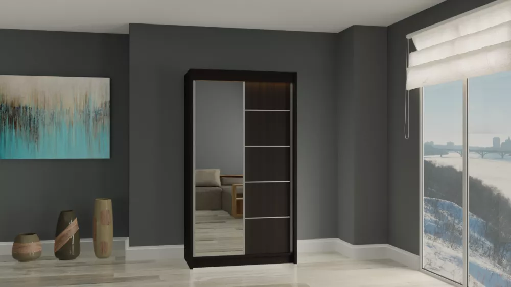 Skapis Makira ar LED · Venge · 120 × 61 × 216 cm