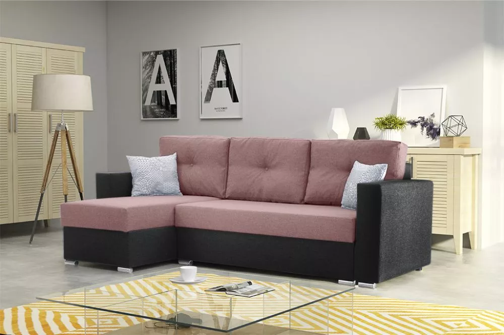 Dīvāns Corner 102 Multi standard · Rozā + melns · 140 × 230 × 90 cm