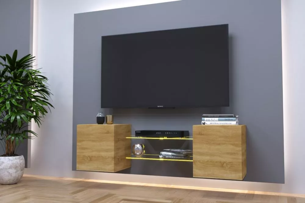 TV tumba Exclusive 5 ar LED · Zelta ozols · 142 × 35 × 40 cm