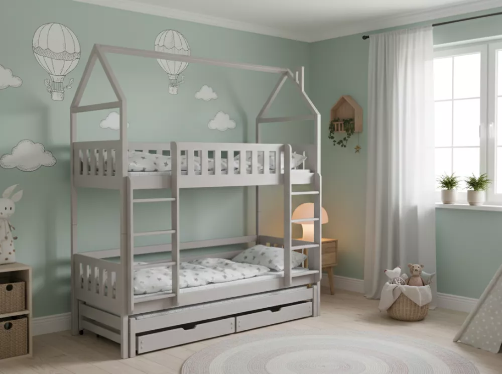 Bērnu gulta Iga ar stelāžām Guļamvietas platums: 80 cm, Guļamvietas garums: 160 cm, · Kašmira · 87 × 168 × 217 cm