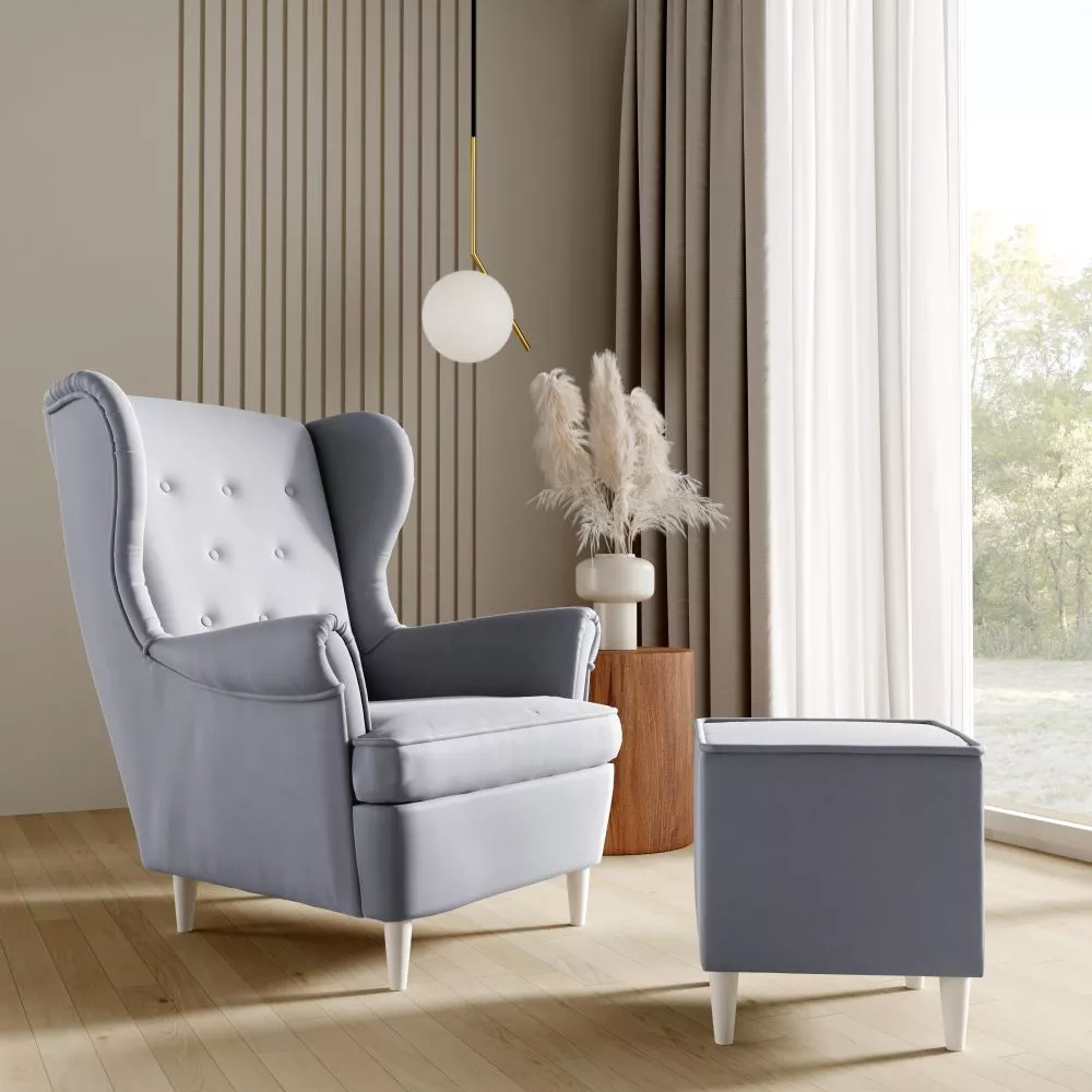 Mīksts krēsls Lino 190 1S+P Standard Sēdvietas dziļums: 55 cm, · Gaiši pelēks · 85 × 90 × 103 cm