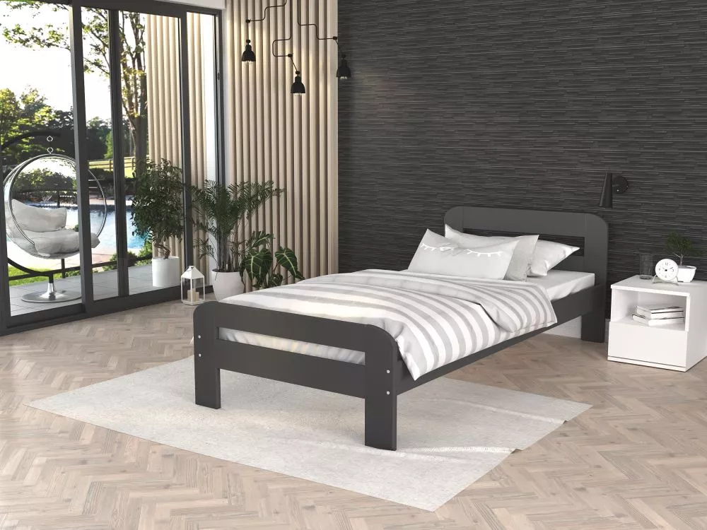 Gulta Dallas MDF ar stelāžu Guļamvietas platums: 90 cm, Guļamvietas garums: 200 cm, stelāžas tips: koka, · Pelēks · 98 ×