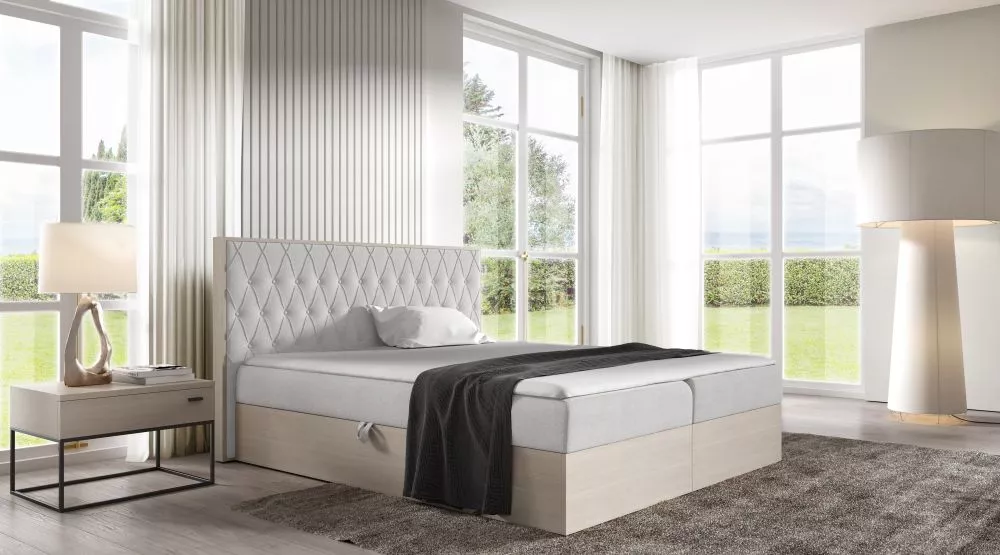 Gulta Wood-6 160x200 Boxspring Standard Guļamvietas platums: 160 cm, Korpusa krāsa: ziemeļu tīkkoks, Guļamvietas garums: