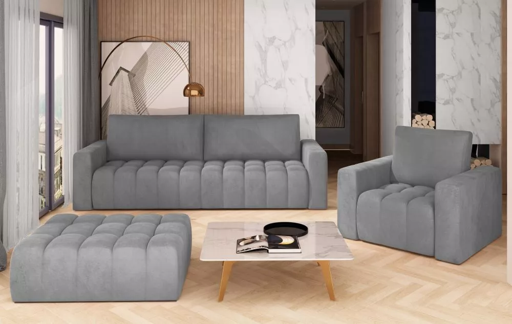 Komplekts Lazaro 3S+1S+P Premium standard · Gaiši pelēks · 97 × 245 × 86 cm