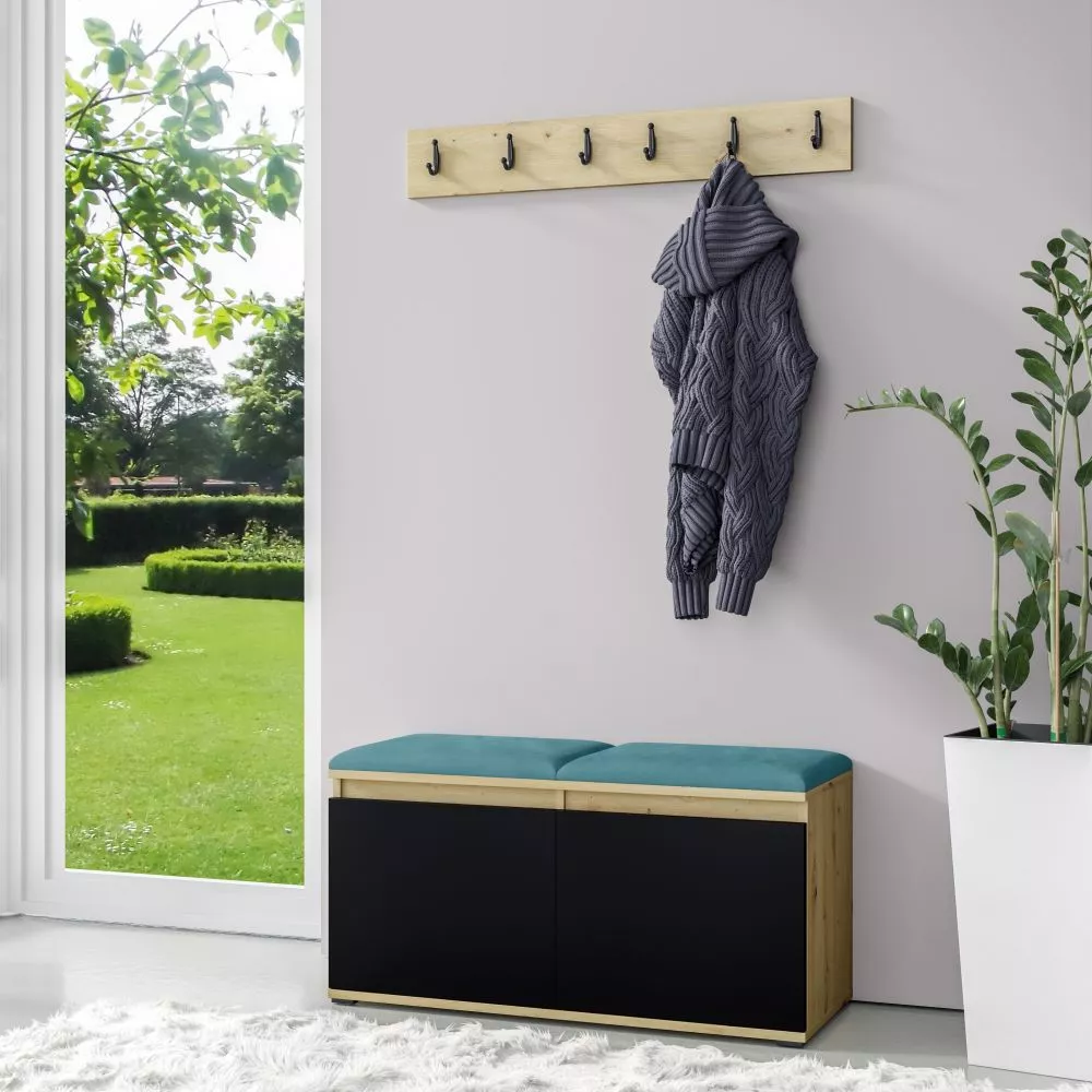 Apavu plaukts Emi 5 Trinity Korpusa krāsa: ozols artisan + melns, · 100 × 40 cm