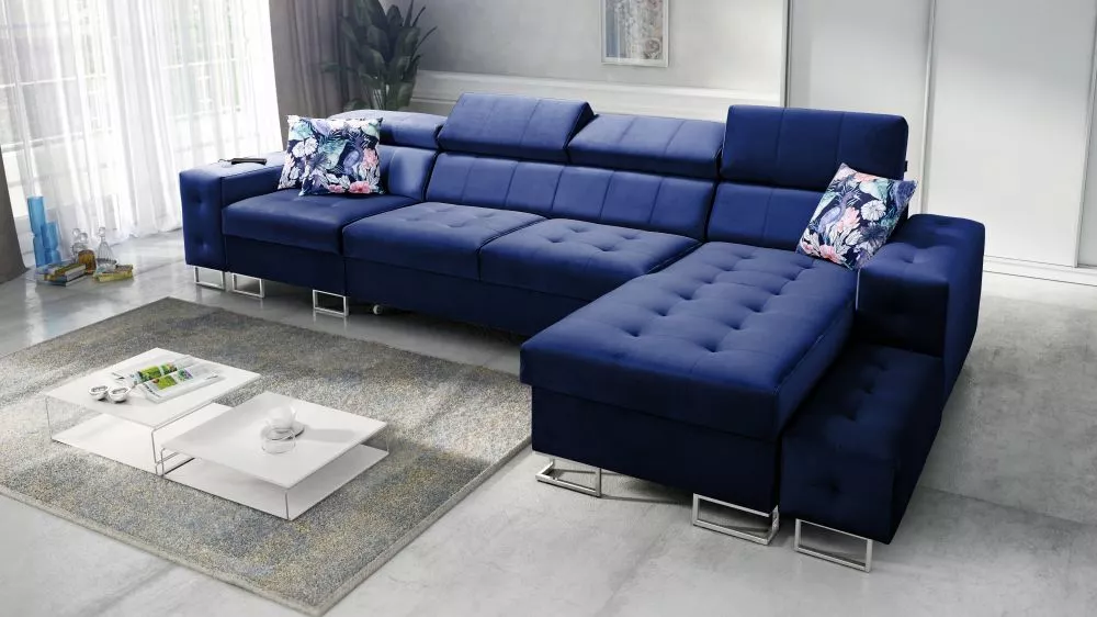 Dīvāns Hilton 11 Standard · Zils · 183 × 370 × 83 cm