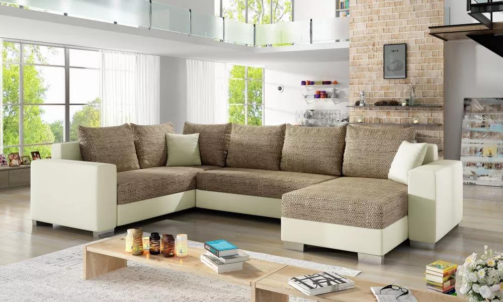 Dīvāns Marco Lux standard · Bēšs + krēms · 210 × 312 × 92 cm