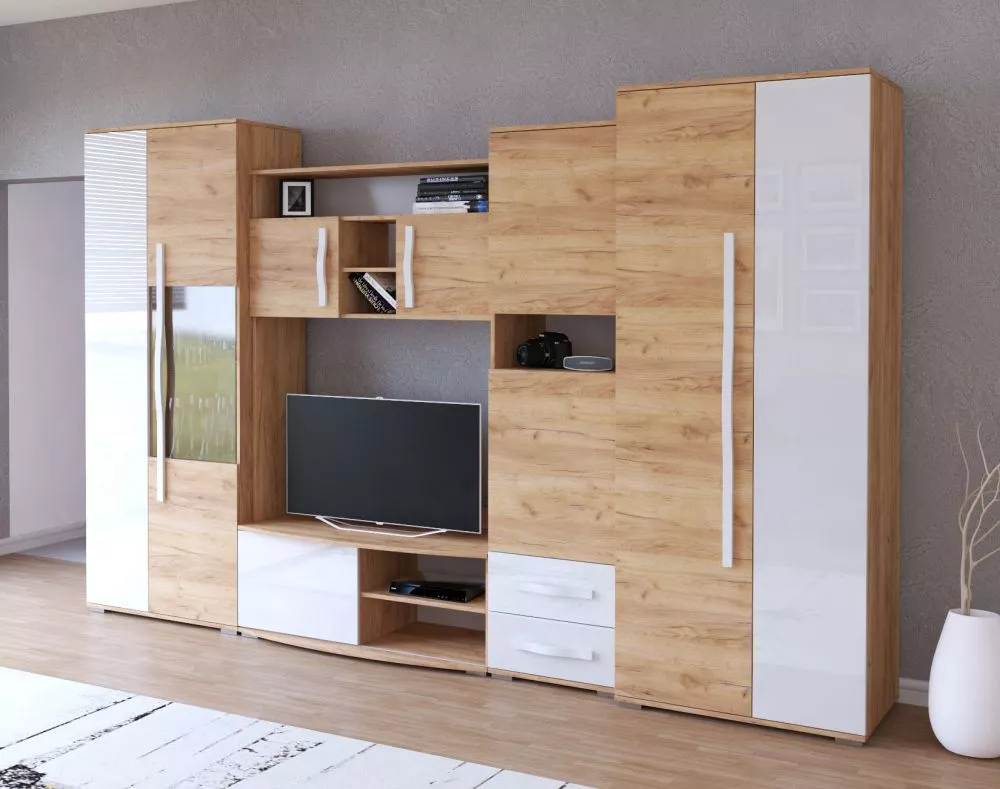Sekcija Laura ar LED Korpusa krāsa: ozols craft zelts, · 320 × 52 × 202 cm
