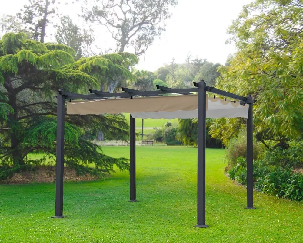 Dārza paviljons AZ Aluminium Materiāls: alumīnijs + poliesters, Korpusa krāsa: pelēks, Elementu krāsa: krēma, · 225 × 40