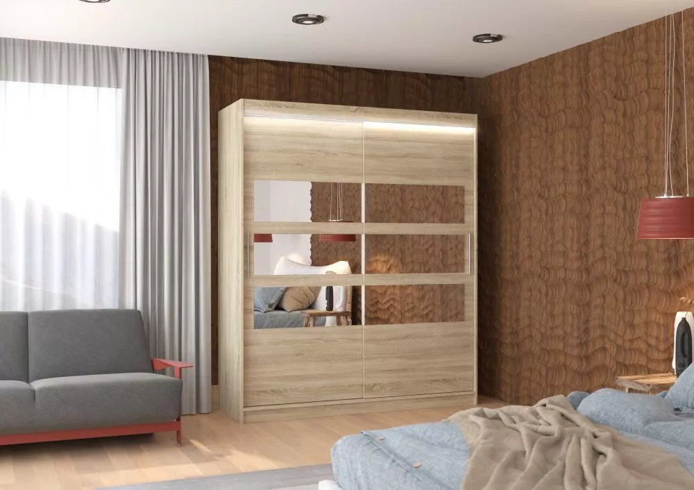 Skapis Toledo ar LED · Sonoma · 180 × 58 × 215 cm