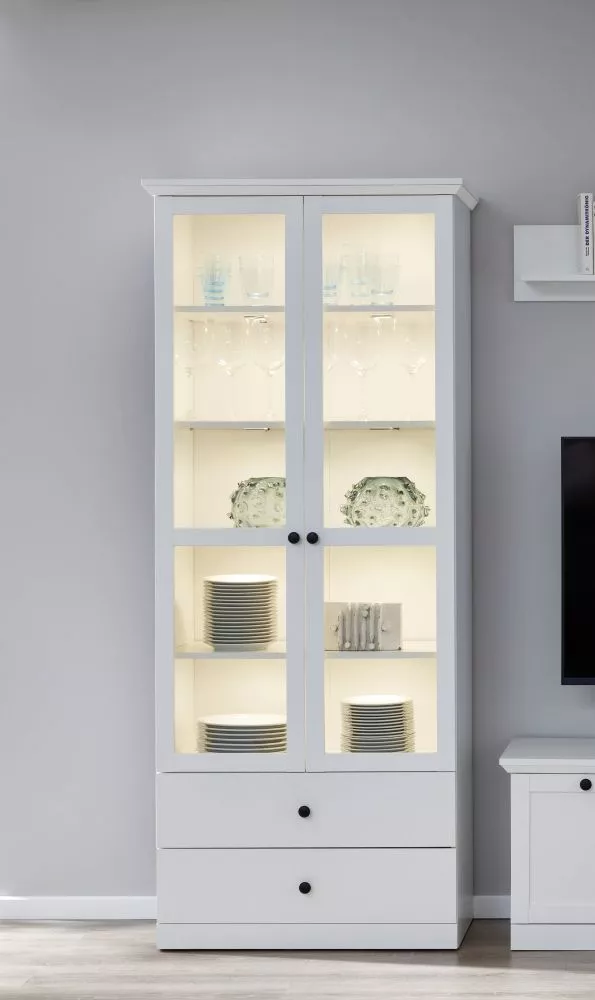 Sekcija Baxter 06 ar LED · Balts · 81 × 41 × 196 cm