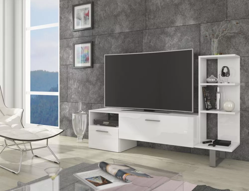 TV tumba Best · Balts + balts spīdīgs · 151.6 × 35 × 97 cm