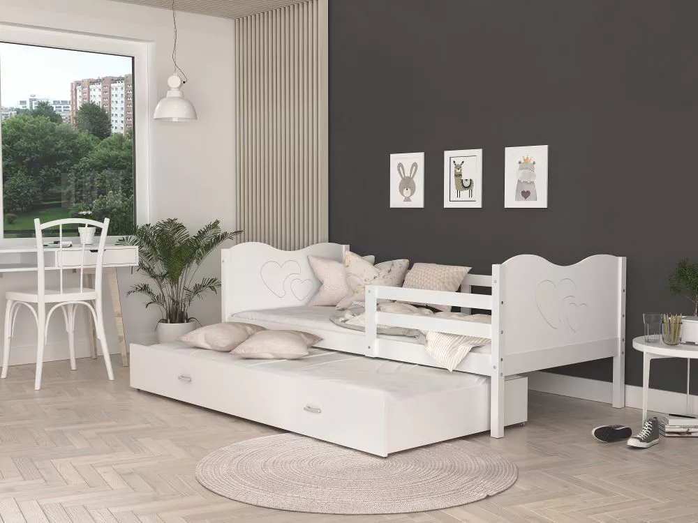 Bērnu gulta Max P2 MDF 90x200 ar stelāžām Guļamvietas platums: 90 cm, Guļamvietas garums: 200 cm, · 96 × 208 × 74 cm