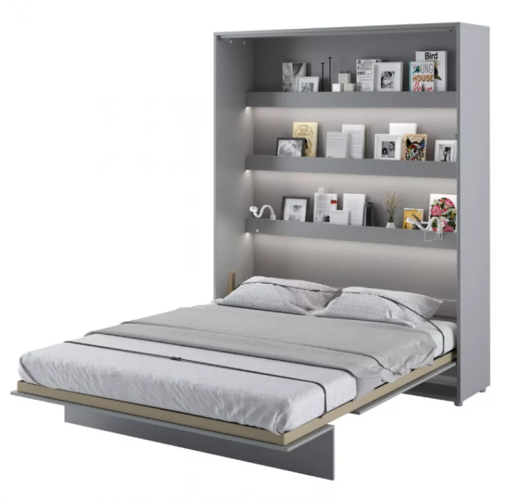Gulta Basic Concept LED ar stelāžu Guļamvietas platums: 180 cm, Guļamvietas garums: 200 cm, stelāžas tips: koka, · Pelēk
