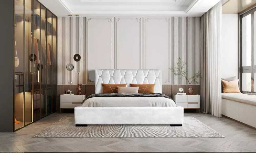 Gulta Delia Standard ar stelāžu Guļamvietas platums: 180 cm, Guļamvietas garums: 200 cm, stelāžas tips: koka, · Gaiši pe