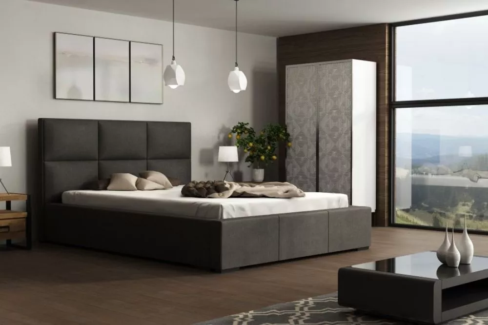 Gulta Ibiza C Standard ar stelāžu Guļamvietas platums: 160 cm, Guļamvietas garums: 200 cm, · Tumši pelēks · 198 × 220 × 