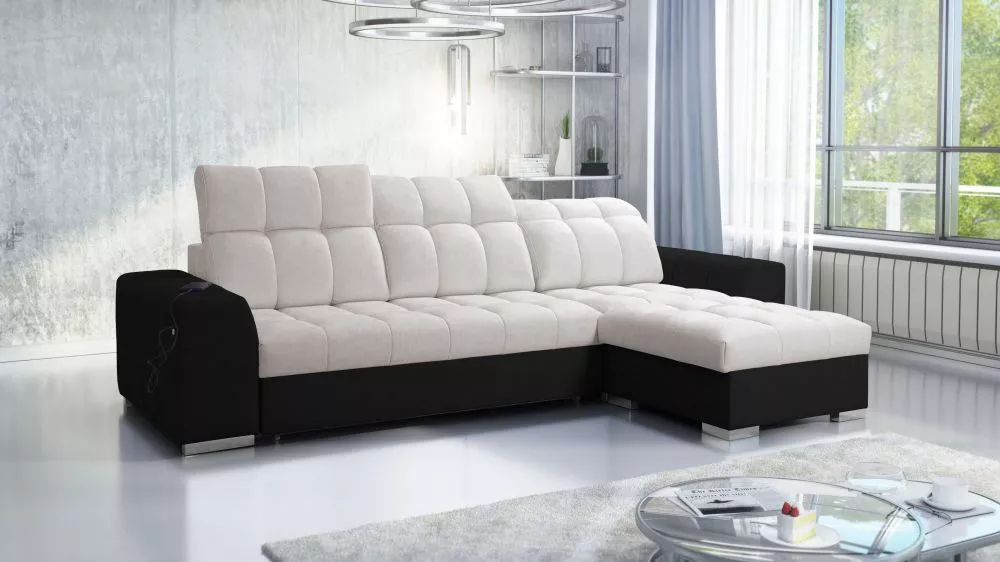 Dīvāns Pagano 1 Premium Standard · Bēšs + melns · 179 × 291 × 83 cm