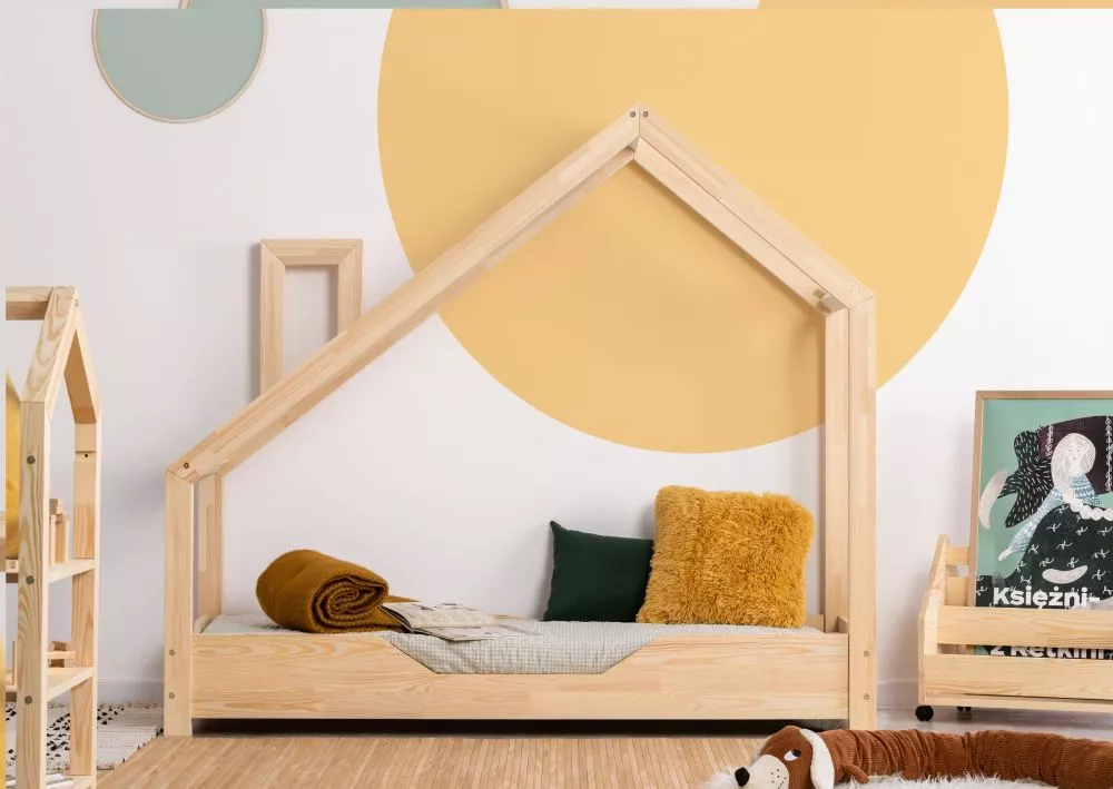 Bērnu gulta Luna B ar stelāžu Guļamvietas platums: 70 cm, Guļamvietas garums: 140 cm, · Priede · 77 × 153 × 128 cm