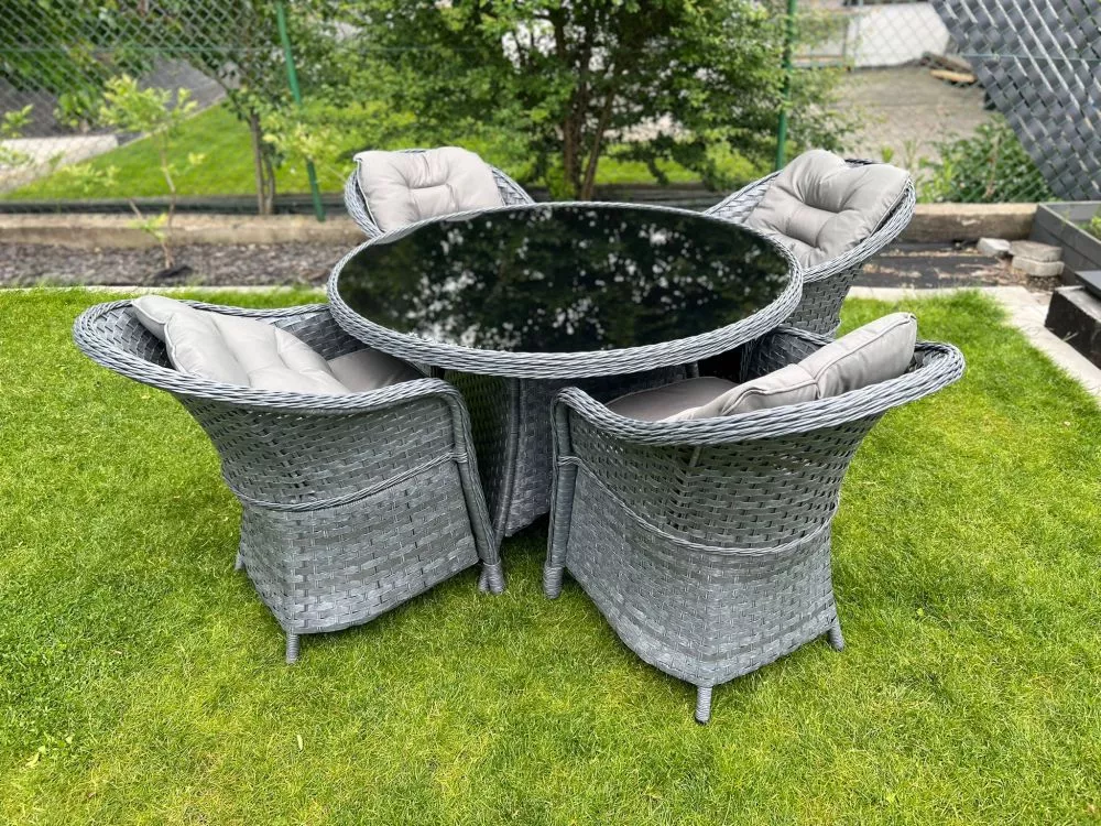 Komplekts Moderno Personu skaits: 4, · Tumši pelēks · 120 × 120 × 74 cm