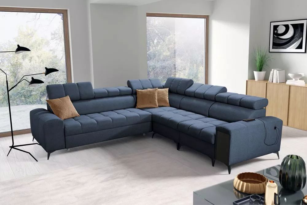 Dīvāns Greco 3 Standard · Zila · 280 × 280 × 84 cm