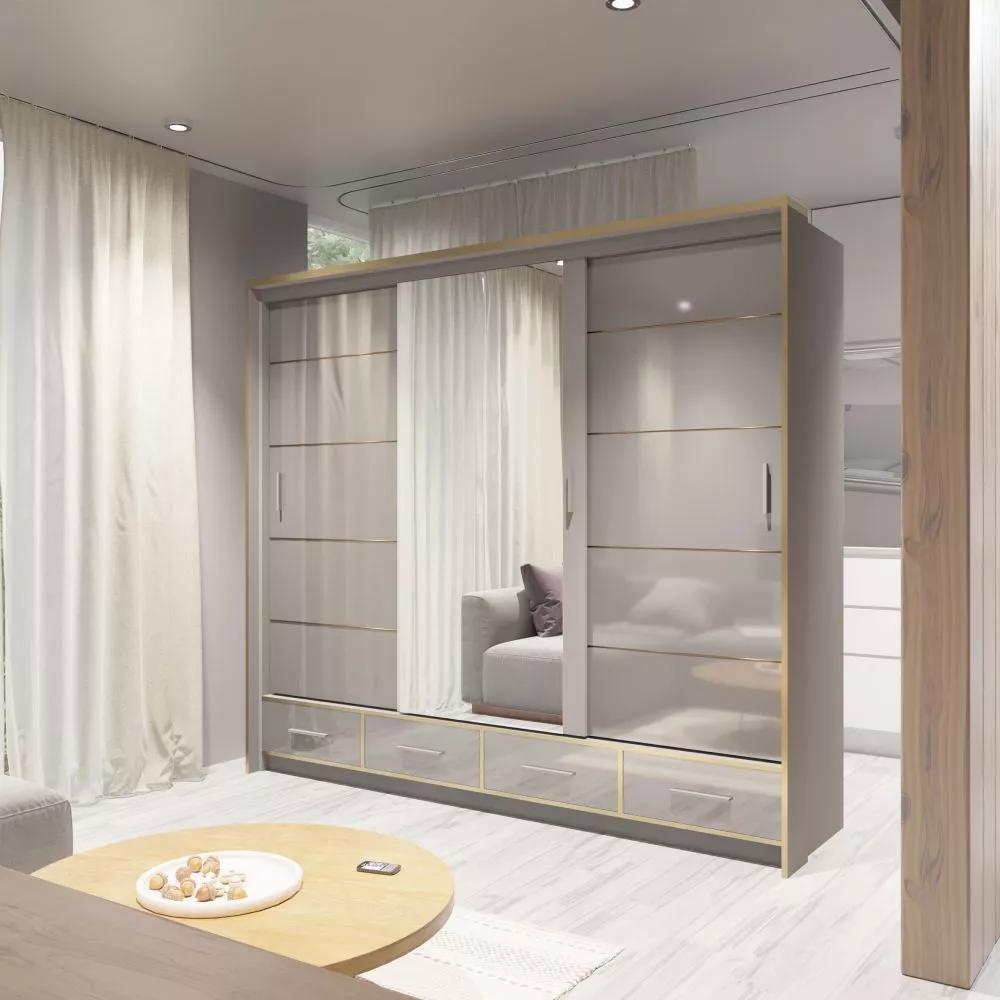 Skapis Sevilla ar LED · Pelēks · 253 × 66 × 220 cm