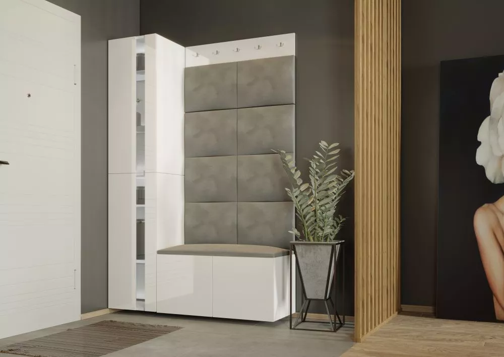 Apavu plaukts Gardero 6 ar LED Korpusa krāsa: balts, · 126 × 188 × 38 cm
