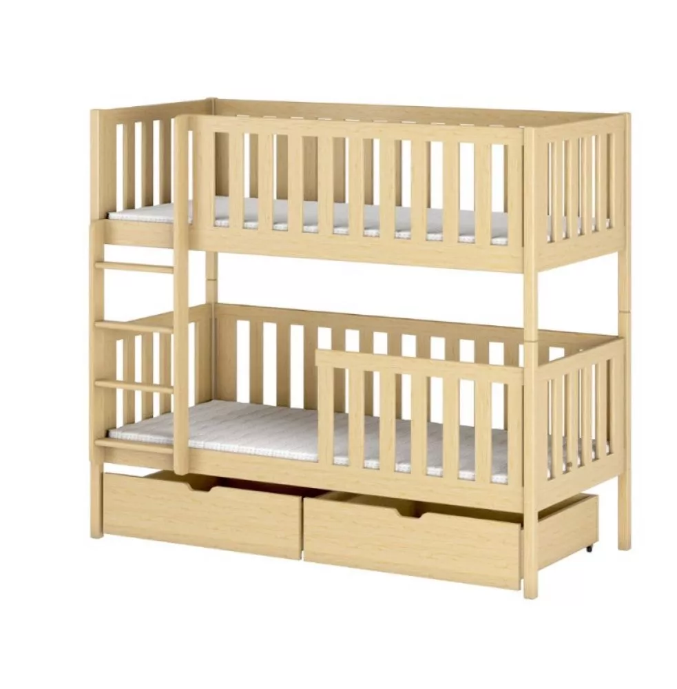 Bērnu gulta Michalina ar stelāžām Guļamvietas platums: 90 cm, Guļamvietas garums: 200 cm, · Priede · 97 × 208 × 164 cm
