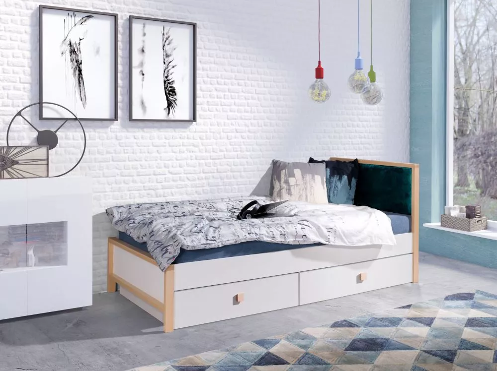 Bērnu gulta Zara ar stelāžu Guļamvietas platums: 90 cm, Guļamvietas garums: 200 cm, · 97 × 210 × 90 cm