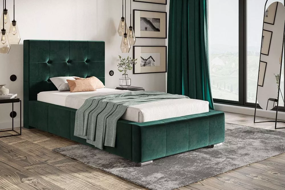 Gulta Bed 5 standard ar stelāžu Guļamvietas platums: 90 cm, Guļamvietas garums: 200 cm, stelāžas tips: koka, · Zaļš · 11