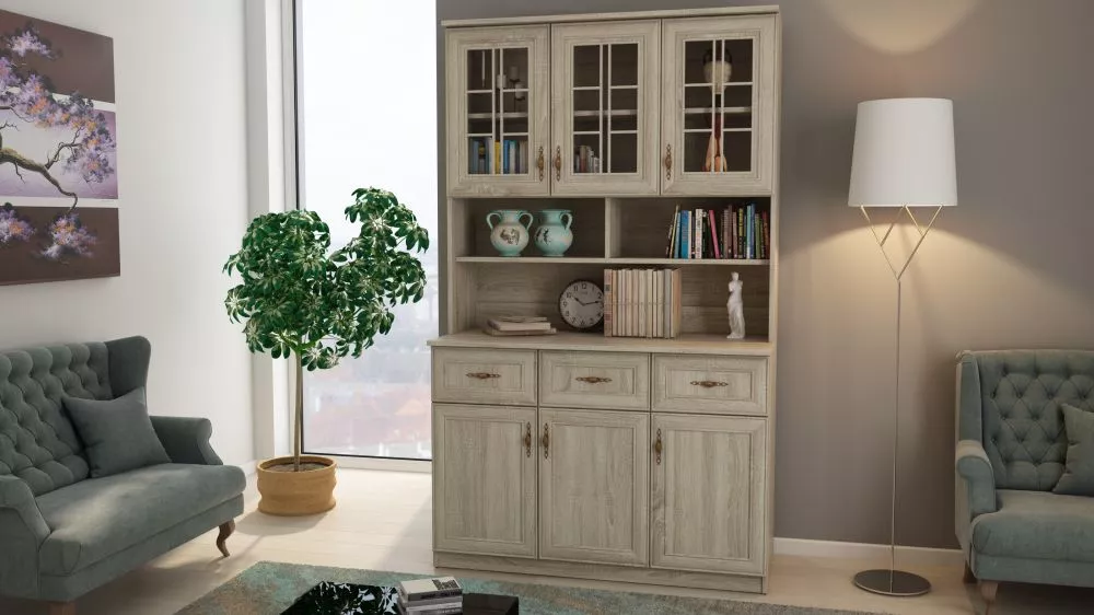 Sekcija Kredens 120 Korpusa krāsa: gaiša sonoma, · 120 × 35 × 199 cm
