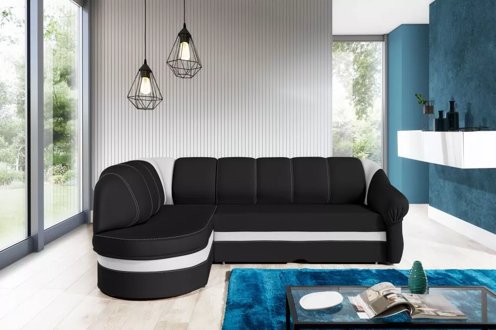 Dīvāns Benano standard · Melns + balts · 180 × 250 × 85 cm