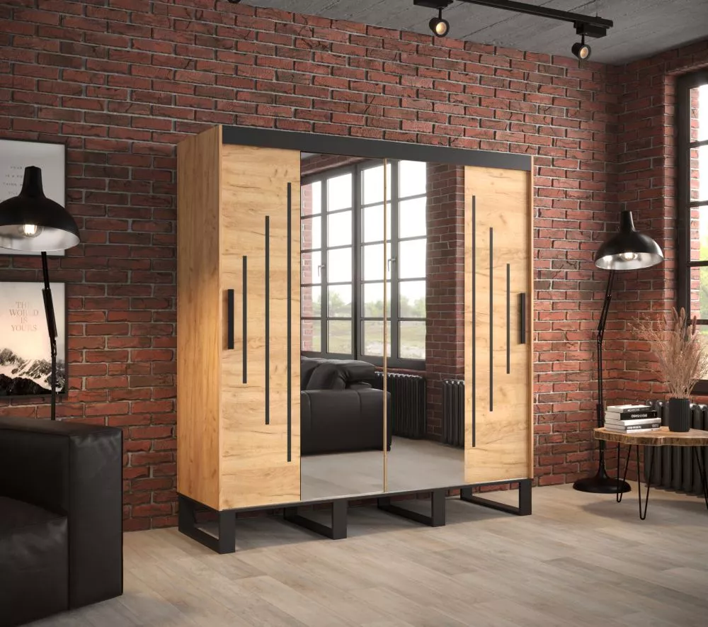 Skapis Loft Y1 · Ozols craft zelts · 200 × 62 × 212 cm