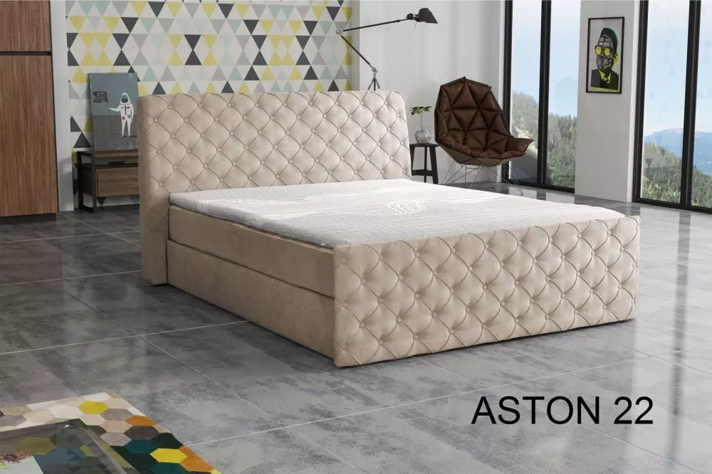 Gulta Grey Boxspring Standard Guļamvietas platums: 140 cm, Guļamvietas garums: 200 cm, · Krēma · 162 × 203 × 110 cm