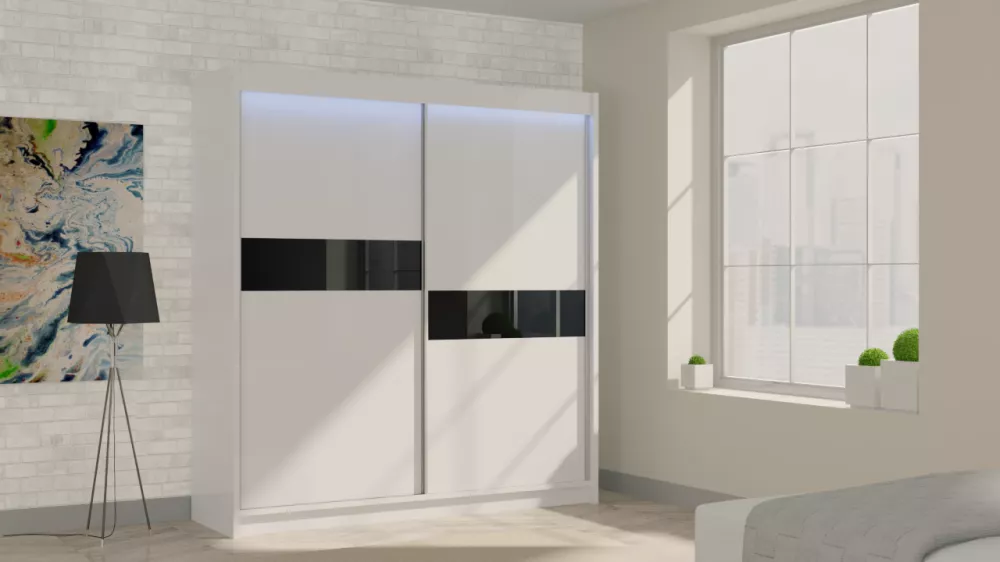 Skapis Livia ar LED · Balts · 200 × 61 × 216 cm